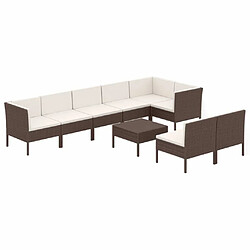 Maison Chic Salon de jardin 9 pcs + coussins - Mobilier/Meubles de jardin - Table et chaises d'extérieur Résine tressée Marron -MN58916