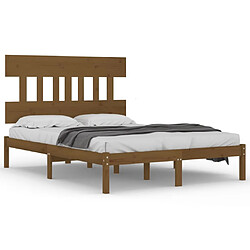 vidaXL Cadre de lit sans matelas marron miel 120x200 cm bois massif