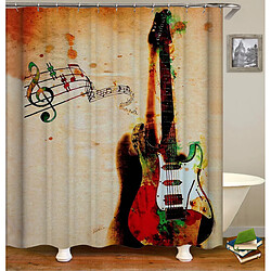 Universal Instruments de musique Rideau de douche Couleur Guitare Jouer Note Motif Imperméable Décoration de toilette | Rideau de douche(Coloré)