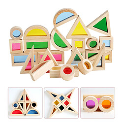 Acheter 24 pièces Couleur Bébé Blocs de Construction En Bois Jouets pour Enfants En Bas Âge 0-3 Ans, Montessori Jouet Éducatif