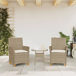 Avis Maison Chic Lot de 2 Chaises de jardin coussins | chaises Relax beige résine tressée bois -GKD69753