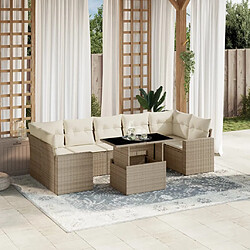 vidaXL Salon de jardin avec coussins 8 pcs beige résine tressée