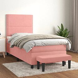 Maison Chic Lit Adulte - Lit simple Lit à sommier tapissier avec matelas moelleux - Meuble de Chambre - Rose 90x190 cm Velours -MN13645