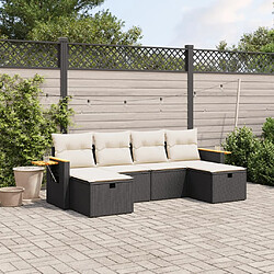 Maison Chic Ensemble Tables et chaises d'extérieur 6pcs avec coussins,Salon de jardin noir résine tressée -GKD204219