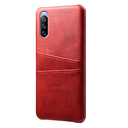 Coque en TPU + PU avec double porte-cartes rouge pour votre Sony Xperia 10 III