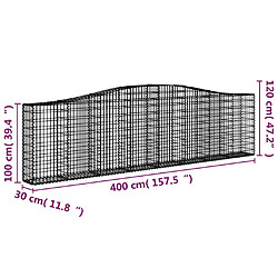 Acheter vidaXL Panier de gabions arqué 400x30x100/120 cm Fer galvanisé