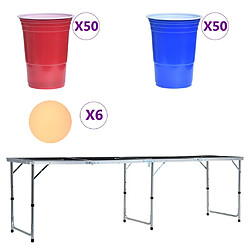 vidaXL Table de bière-pong pliable avec tasses et balles 240 cm