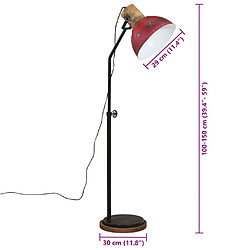 vidaXL Lampadaire 25 W rouge délavé 30x30x100-150 cm E27 pas cher