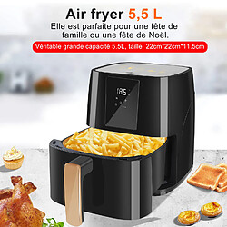 MONMECD Friteuses à air sans huile 5 L,1700W, Minuterie,Écran Tactile Température Réglable,Fenêtre Visible,Airfryer Noir