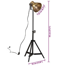 vidaXL Lampadaire 25 W laiton antique 35x35x65/95 cm E27 pas cher