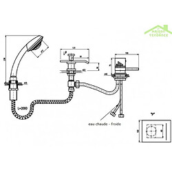 Acheter Rav Mitigeur baignoire à cascade en chrome thermostatique 3 trous avec inverseur