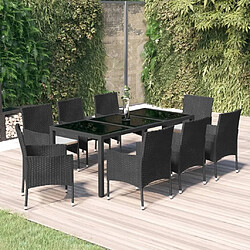 Maison Chic Mobilier à dîner 9 pcs de jardin avec coussins - Ensemble table et chaises d'extérieur - Salon/Mobilier de jardin classique noir résine tressée -MN56764