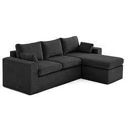 Lisa Design Calgary - canapé d'angle déhoussable et modulable 3 places + 1 pouf en velours texturé