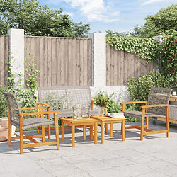 Maison Chic Salon de jardin 5 pcs | Ensemble de Table et chaises | Mobilier d'Extérieur gris résine tressée et bois d'acacia -GKD29355