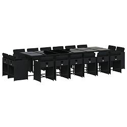 vidaXL Ensemble à manger de jardin 17 pcs coussins noir résine tressée