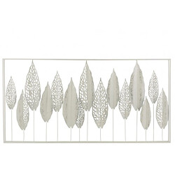 Dansmamaison Decoration Murale Feuilles Metal Blanc