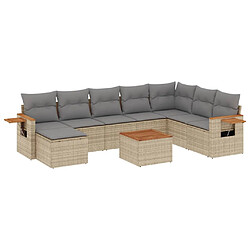 vidaXL Salon de jardin avec coussins 9 pcs beige résine tressée