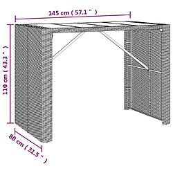 vidaXL Ensemble de bar jardin 7 pcs gris poly rotin/bois massif acacia pas cher