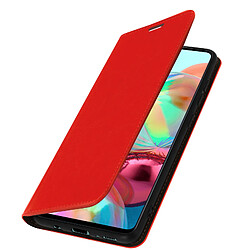 Avizar Étui Samsung Galaxy A51 Cuir Véritable Porte cartes Support Vidéo rouge