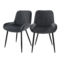 ML-Design Lot de 2 chaises de salle à manger Chaise de salon Chaise de cuisine Anthracite velours