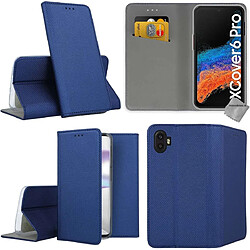 Htdmobiles Housse pour Samsung Galaxy Xcover 6 Pro - etui coque pochette portefeuille + film ecran - BLEU MAGNET