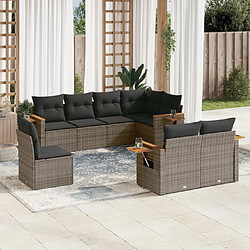 Maison Chic Salon de jardin 8 pcs avec coussins | Ensemble de Table et chaises | Mobilier d'Extérieur gris résine tressée -GKD77617