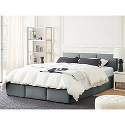 Beliani Lit avec coffre de rangement BOUSSE 160 x 200 cm Velours Gris foncé