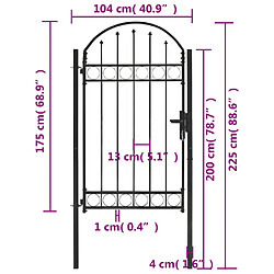 Acheter vidaXL Portail de jardin avec dessus arqué Acier 100 x 175 cm Noir