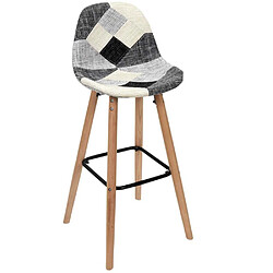 Avis The Home Deco Factory Set de 2 tabourets de bar patchwork gris.