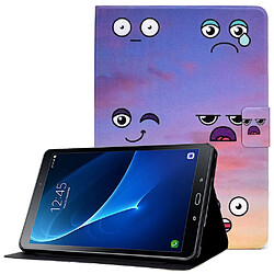 Etui en PU anti-chute avec support et porte-cartes pour votre Samsung Galaxy Tab A 10.1 (2016) T580/T585 - Expression faciale