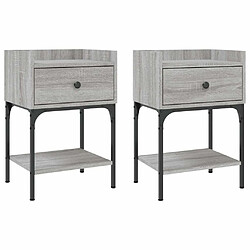 Maison Chic Lot de 2 Tables de chevet - Tables de Nuit sonoma gris 40,5x31x60 cm