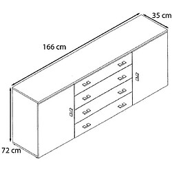 Avis Mpc Meuble avec 2 portes et 4 tiroirs, noir mat/noir haute brillance (166 x 72 x 35 cm) + led x1