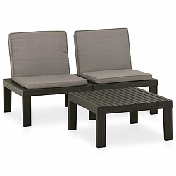 Maison Chic Salon de jardin 2 pcs avec coussins - Table et chaises d'extérieur - Mobilier/Meubles de jardin Moderne Plastique Gris -MN35838