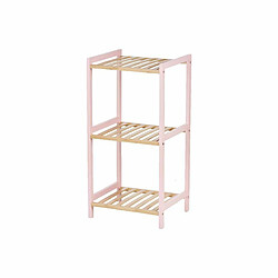 Berilo Etagère de salle de bains 35 x 30 x 70 cm Rose Naturel Bambou Bois de pin