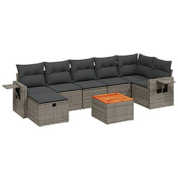 Maison Chic Ensemble Tables et chaises d'extérieur 8 pcs avec coussins,Salon de jardin gris résine tressée -GKD355561