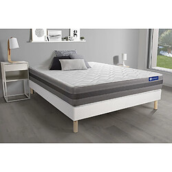 ACTISOM Ensemble matelas ACTIMEMO RELAX mémoire de forme 160x200 cm Maxi épaisseur 5zones de confort + sommier KIT blanc