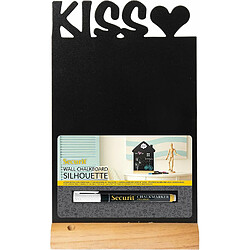 Securit Tableau noir de table Inscription Kiss Noir/teck