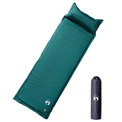 vidaXL Matelas de camping autogonflant avec oreiller 1 personne vert