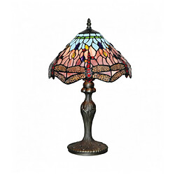 Searchlight Lampe de table dragonfly 1 ampoule laiton antique verre tiffany