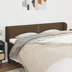 vidaXL Tête de lit avec oreilles Marron foncé 163x23x78/88 cm Tissu