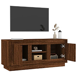 Maison Chic Meuble TV scandinave - Banc TV pour salon chêne marron 102x35x45 cm bois d'ingénierie -MN86831 pas cher