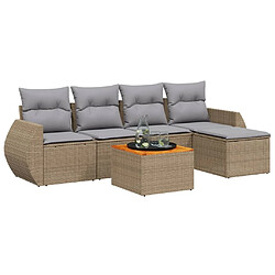 Maison Chic Salon de jardin avec coussins 6 pcs, Ensemble Tables et chaises de jardin, beige résine tressée -GKD344452