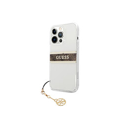 Guess Maroquinerie Guess Coque pour Apple iPhone 13 Pro Stripe Charm avec breloque Marron