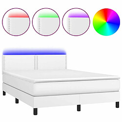 Sommier à lattes et LED,Cadre à lattes de lit avec matelas pour Adulte Blanc 140x190 cm -MN41096