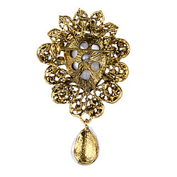 Avis Broche Femme Décoration Pin Echarpe Bijoux de Mariage Strass Goutte d'Eau Verte