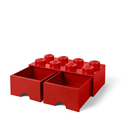 Grande brique de rangement empilable avec tiroirs rouge - Lego Décoration