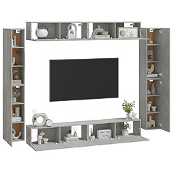 Avis Maison Chic Ensemble de meubles TV 8 pcs | Banc TV Moderne pour salon | Meuble de Rangement - Gris béton Bois d'ingénierie -MN27110