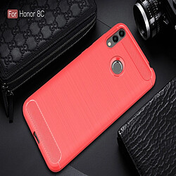 Wewoo Coque en TPU souple texturée fibre de carbone pour HuHonor 8C (rouge)