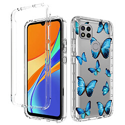 Coque en TPU anti-chute, transparent pour votre Xiaomi Redmi 9C/9C NFC - papillon bleu