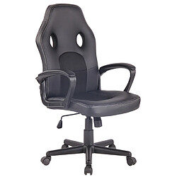 Decoshop26 Fauteuil de bureau design sportif en synthétique noir maille noir BUR10480